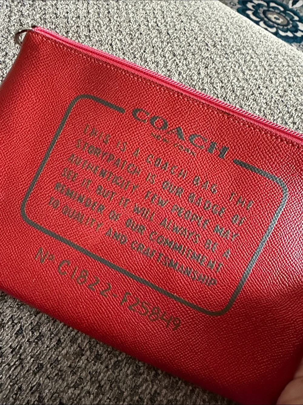 The Coach story bright Red zippered Clutch bag/ Travel Pouch - Picture 2 of 6